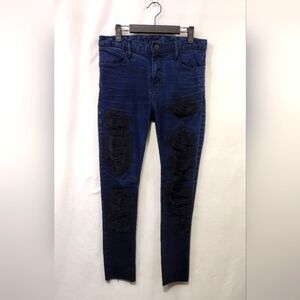 R+A Distressed High Rise Skinny Jeans Womens 30 Blue Boho Retro 90s Y2K Casual